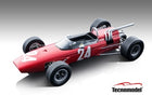 Red diecast vintage Formula 1 racing car model with number 24, open cockpit, slick tires