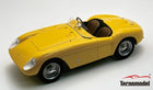 Yellow diecast model vintage sports car with open top, two seats, and detailed wheels