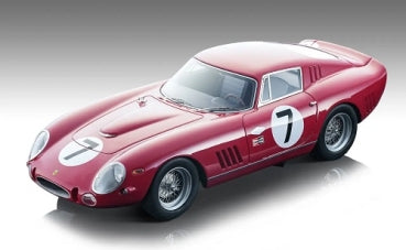 Red diecast model race car with number 7, 1:18 scale, classic sports car design