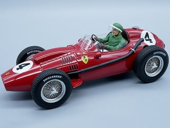 1:18 scale red vintage Ferrari diecast model car with racing driver, number 4.