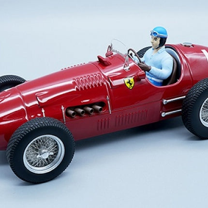 1:18 scale red vintage Ferrari race car model with driver figure and number 15 detailing