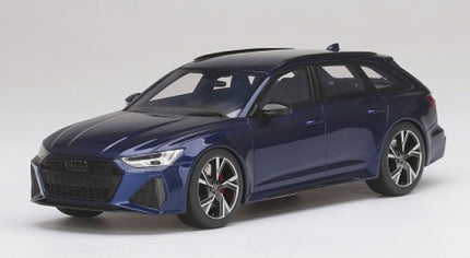1:18 scale blue Audi RS6 Avant diecast model car with detailed wheels and sporty design