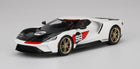 1:18 scale diecast Ford GT model car, white with black and red accents, racing number 98