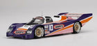 1:18 scale diecast Porsche race car model in Wynn's livery, purple, orange, white, number 10.