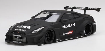 1:18 scale diecast Nissan GT-R Liberty Walk model car matte black with race decals