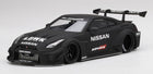 1:18 scale matte black Nissan GT-R diecast model car with racing decals and wide body kit