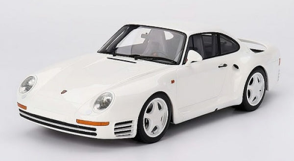 White Porsche 959 1:18 scale diecast model car with detailed features on white background