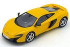 Yellow diecast model sports car 1:18 scale with black accents and detailed wheels