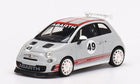 1:43 scale Fiat Abarth 500 diecast model car, grey with racing decals and rear spoiler
