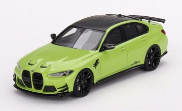 1:18 scale green diecast BMW model car with black roof and sporty details