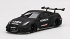 1:18 scale diecast Nissan GT-R black model car with wide body kit and racing decals