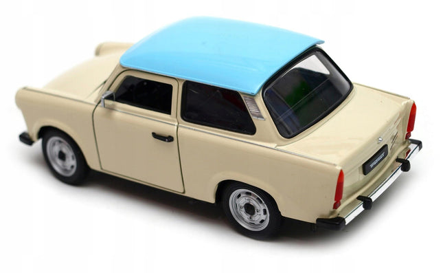 Trabant 601 1964 Cream Beige Welly 1:24 24037 Diecast Model with Custom Plates
