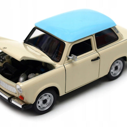 Trabant 601 1964 Cream Beige Welly 1:24 24037 Diecast Model with Custom Plates