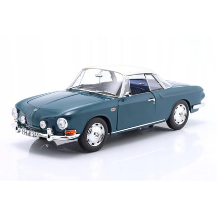 VW Karmann Ghia 1500 Diecast Model (1:18) - Sea Blue, Custom Plates