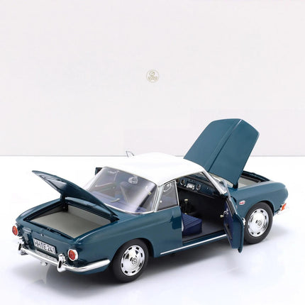 VW Karmann Ghia 1500 Diecast Model (1:18) - Sea Blue, Custom Plates