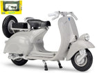 Diecast model Vespa scooter grey 1:18 scale with box, classic collectible toy bike