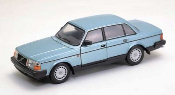 Light blue diecast model car 1:24 scale classic sedan, detailed wheels and trim on white background