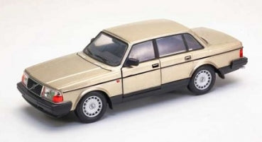 1:24 scale beige diecast model of a classic Volvo sedan on white background