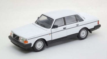White diecast model car, classic sedan, 1:24 scale on white background