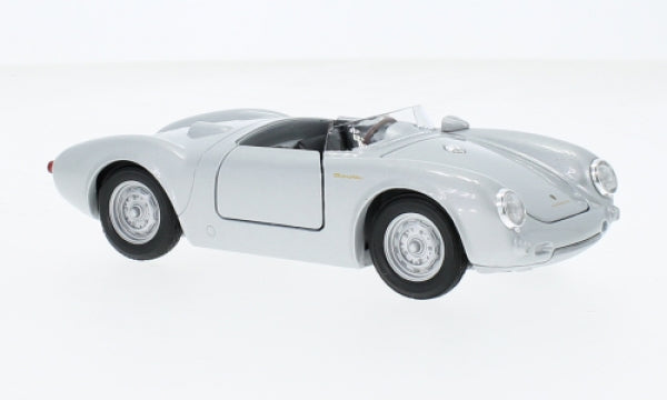1:18 scale silver classic convertible diecast model car with detailed wheels and open door