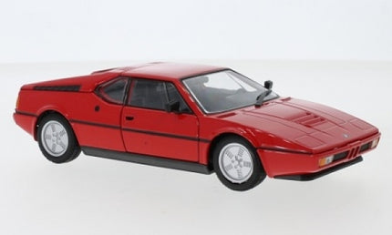 Red 1:18 scale diecast model sports car with sleek design and detailed exterior