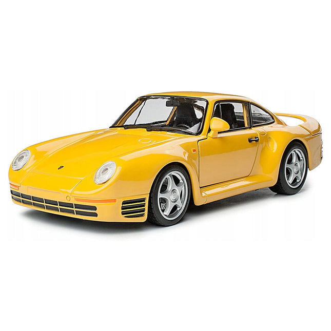 Welly Porsche 959 Yellow 1:24 Diecast Model Car Metal Collector Replica with Custom Plates