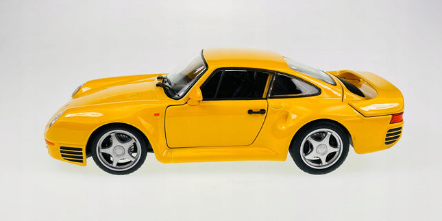 Welly Porsche 959 Yellow 1:24 Diecast Model Car Metal Collector Replica with Custom Plates