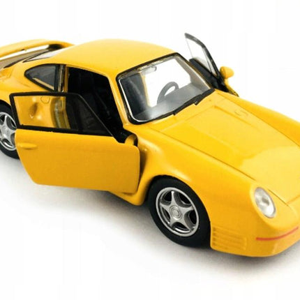 Welly Porsche 959 Yellow 1:24 Diecast Model Car Metal Collector Replica with Custom Plates
