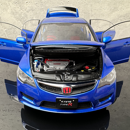 WELL Honda Civic FD2 Type R Blue 1:18 Diecast Model Car - collector edition scale model
