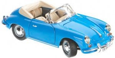 Blue 1:24 scale diecast classic convertible model car with beige interior