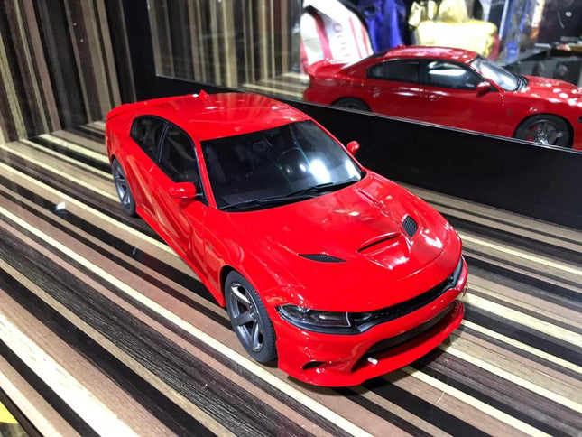 GT Spirit 1/18 Dodge Charger SRT Hellcat Red Resin Scale Model Car - studio product photo of the scale model