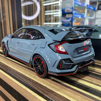 LCD Model Honda Civic Type R 2021 Grey 1:18 Diecast Model Car - fine detailed model replica