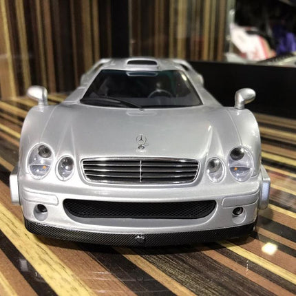 GT Spirit Mercedes-Benz CLK GTR Model Car 1:18 Resin Silver - studio product photo of the scale model