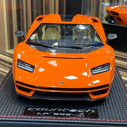 MR 1:18 Resin Lamborghini Countach LP 800-4 Orange - studio product photo of the scale model