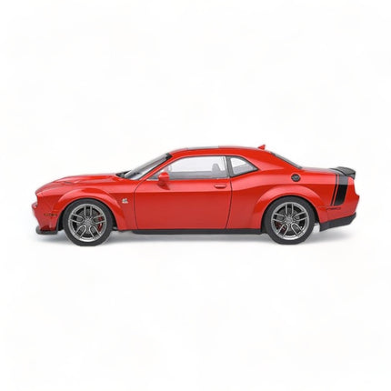 Solido 1:18 Diecast Dodge Challenger R/T Scat Pack Red Opening Doors Model Car - studio product photo of the scale model
