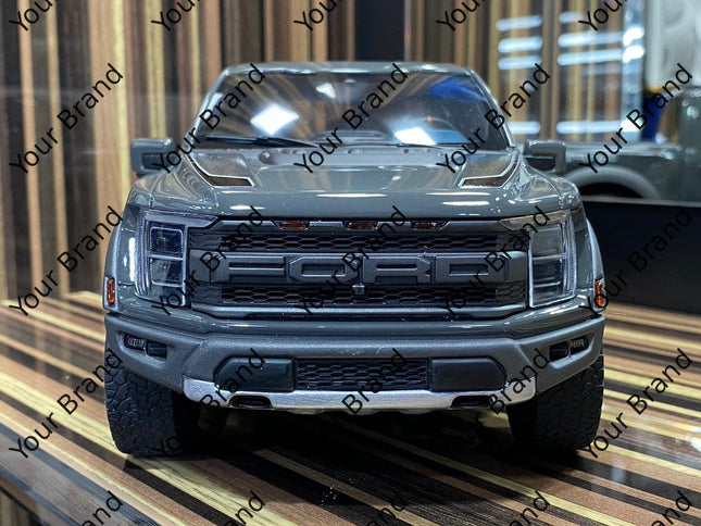 GT Spirit 1:18 Ford F-150 Raptor 2022 Grey Resin Scale Model Car - studio product photo of the scale model