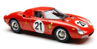 Red Ferrari 250 LM 1965 1:18 scale diecast model car, race number 21, side view