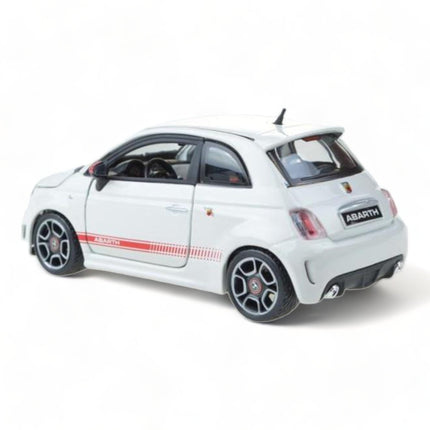 1/18 Diecast Abarth 500 White Bburago Scale Model Car - studio product photo of the scale model