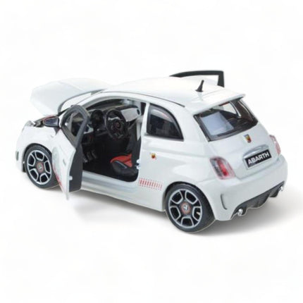 1/18 Diecast Abarth 500 White Bburago Scale Model Car - fine detailed model replica