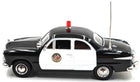 1:43 scale 1949 Ford LAPD black and white diecast police model car, side view