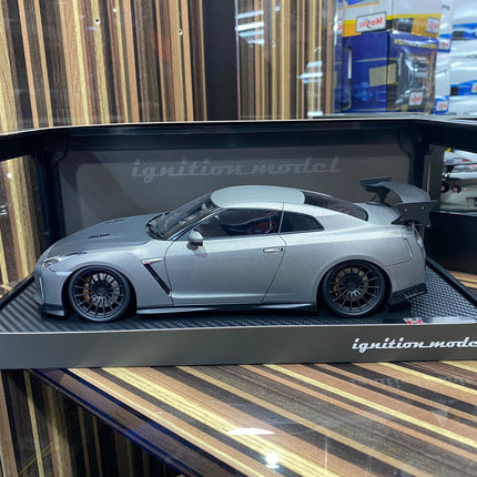 Ignition Model 1/18 Nissan GT-R R35 Resin Model Car Grey - detailed collector display model
