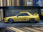 Ignition Model 1:18 Nissan Skyline GT-R R32 Gold Resin Model Car - detailed collector display model