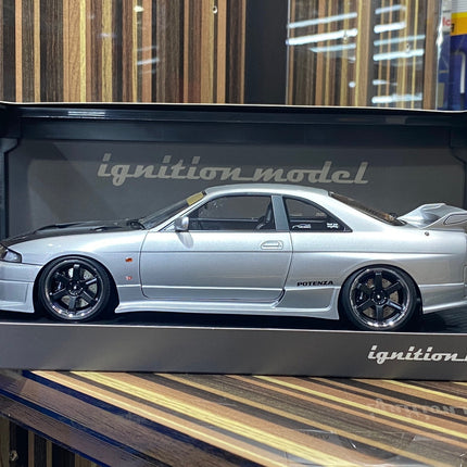 Ignition Model 1/18 Nissan Skyline GT-R R33 Silver Resin Model - detailed collector display model