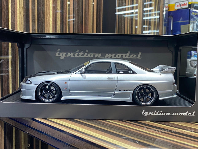 Ignition Model 1/18 Nissan Skyline GT-R R33 Silver Resin Model - detailed collector display model