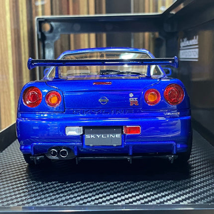 Ignition Model 1:18 Nissan Skyline GT-R R34 2Doors Blue Resin - fine detailed model replica