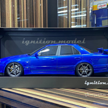 Ignition Model Nissan Skyline GT-R R34 4Doors 1:18 Resin Blue - detailed collector display model