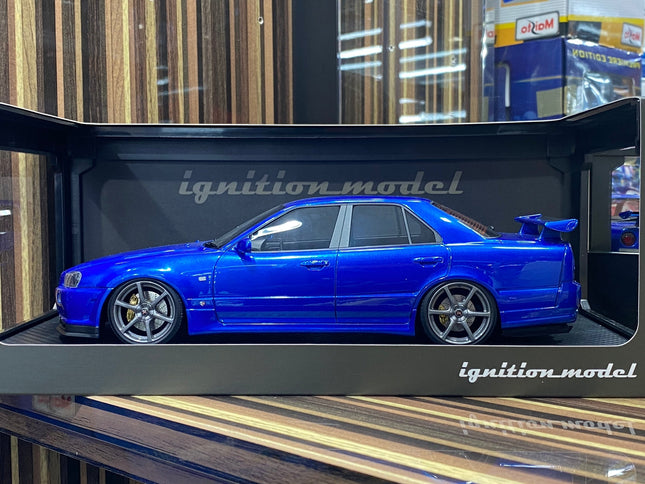 Ignition Model Nissan Skyline GT-R R34 4Doors 1:18 Resin Blue - detailed collector display model