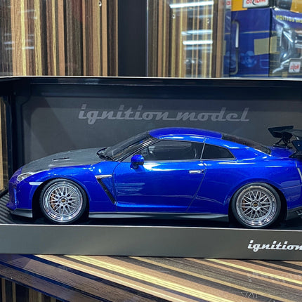 Ignition Model 1/18 Nissan GT-R R35 Blue Resin Model Car - detailed collector display model