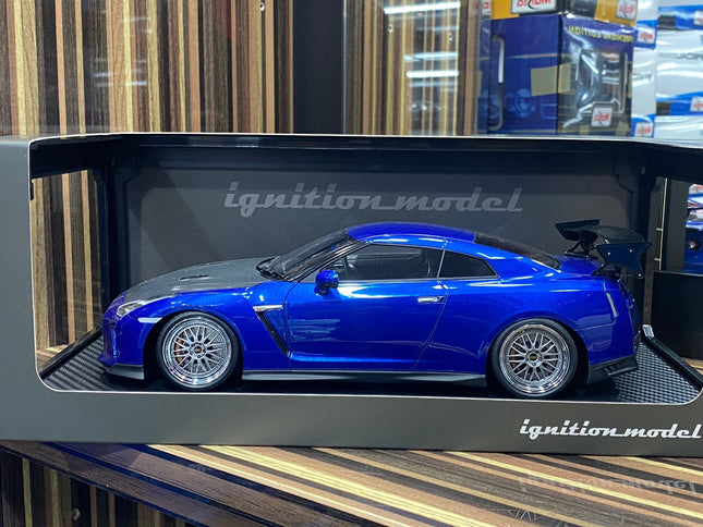 Ignition Model 1/18 Nissan GT-R R35 Blue Resin Model Car - detailed collector display model