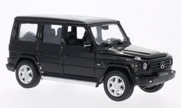 1:18 scale black Mercedes G-Class diecast model car with silver wheels